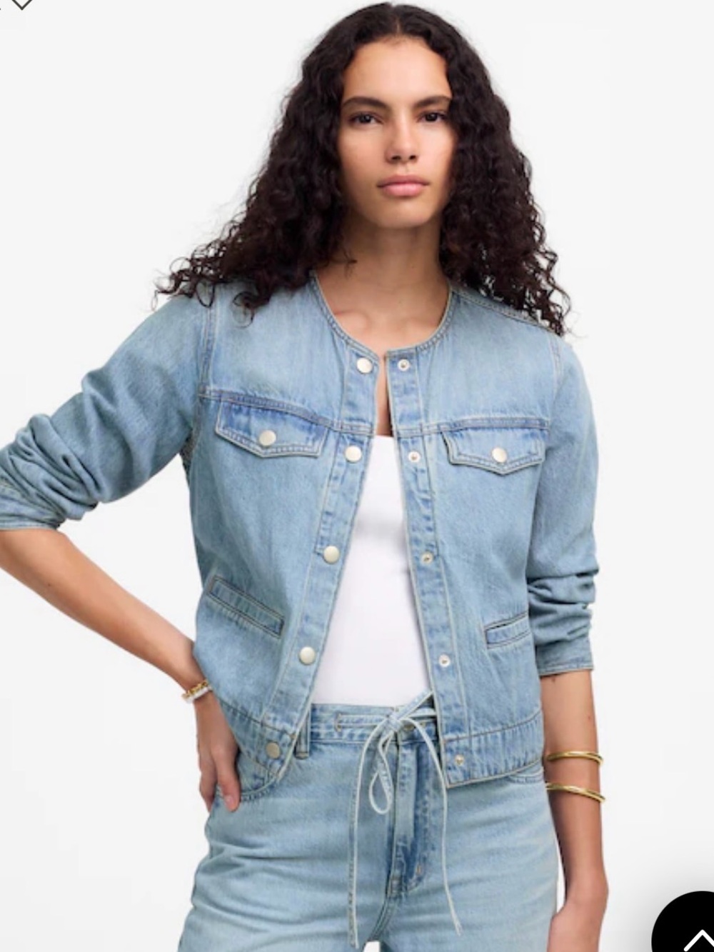 Madewell Ashbury Blue Light Denim Jean Jacket, cinched waist M - Picture 3 of 3